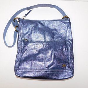 The Sak LUCIA Metallic Blue Leather Crossbody Bag Purse